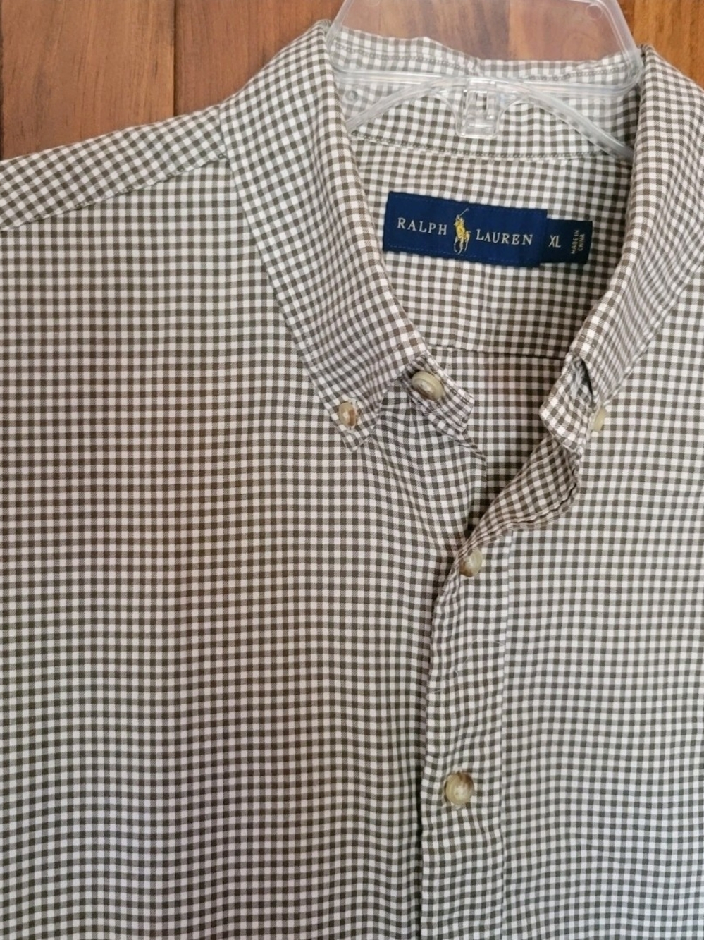 Ralph Lauren Men’s Brown & White Gingham Button-Down Shirt